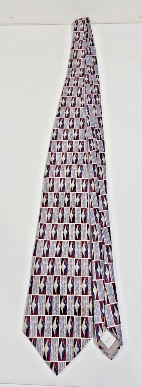 Pierre Cardin Men's 100% Silk Geometric Tie Made in USA Burgundy Blue